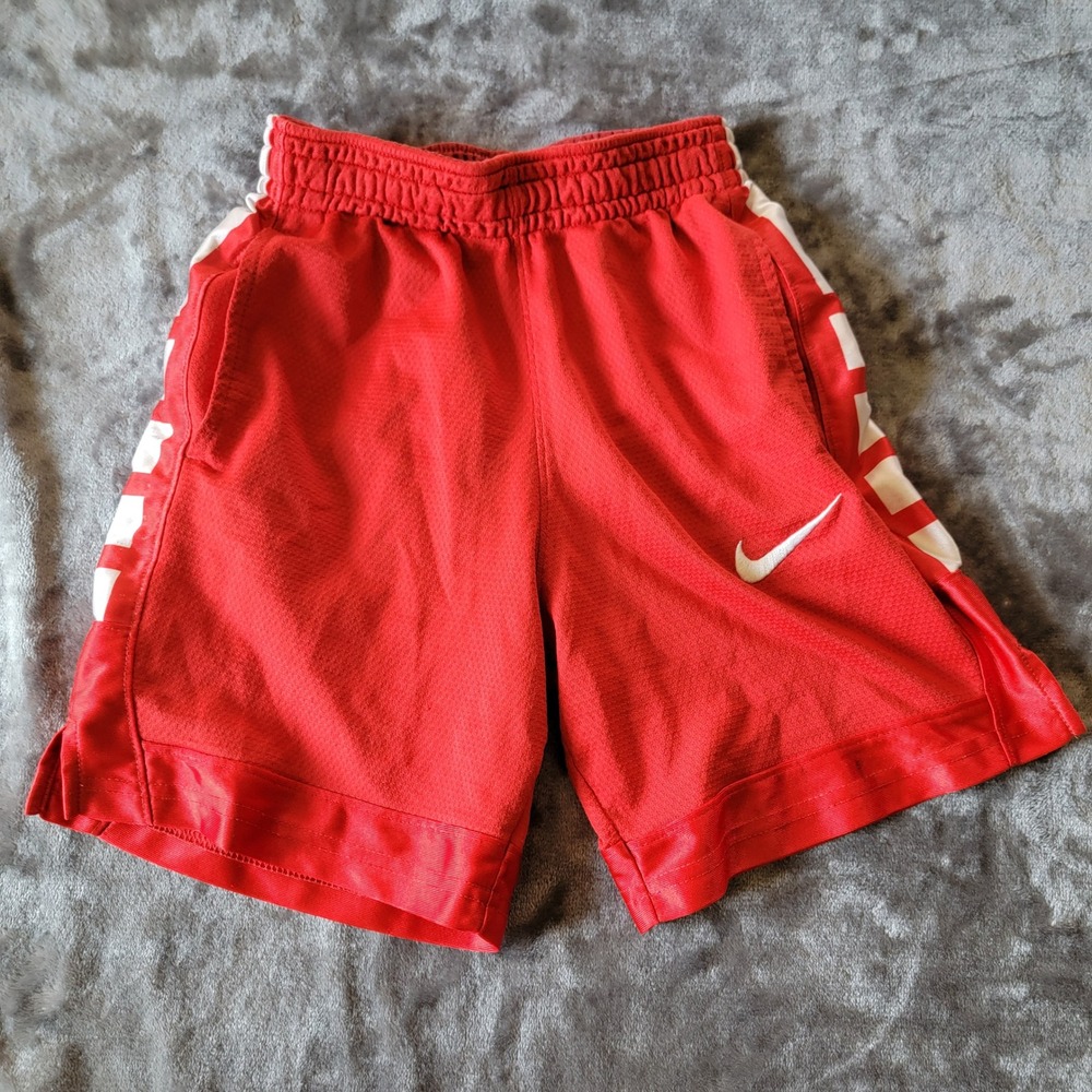 Nike Athletic Shorts Kids Small Red Good Dri-FIT Basketball Gym Activewear 723